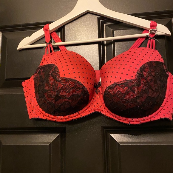 Additionelle NWT balconette bra 42D red/pink polka dot - Picture 8 of 9